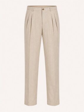 Vintage Linen Pleated Dress Pants Beige 36 Quiet Luxury Trouser Made in Italy